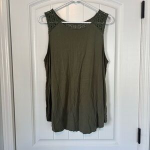 Old Navy Women's Olive Green Sleeveless Top with Lace Detail Size XL
